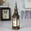 Retro church style Christmas lantern with internal angel and LED sparkling lights - Church Water Filled Angel