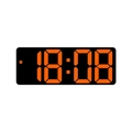 Digital alarm clock with black rectangular case and orange LED display showing 18:08 - Rectangular Black Face Orange Light