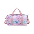 Waterproof travel bag with blue and pink marble print and gold foil details - Pink Purple Marble