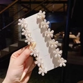Set of ten floral pearl mini hair claws on white card, Korean style hair accessory - 12PCS Flower Claw Clips