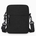 Bolso bandolera minimalista de lona negra con bolsillo frontal con cremallera y correa ajustable - Negro