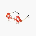 Novelty mushroom shaped sunglasses with red white polka dot lenses and gold metal frames - Red with Silver Mirror