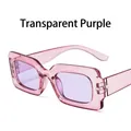 Retro rectangle sunglasses with transparent pink frame and light purple lenses - Transparent Purple