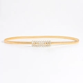 Elastic gold spring waist chain featuring a sparkling rectangular rhinestone buckle - 19413 Gold Rectangular Rhinestone Buckle