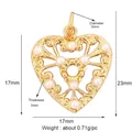 Gold plated copper hollow heart pendant with vintage scrolls and 10 small white pearls - Pearl Hollow Heart / Gold
