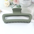 Matte dark green large hollow rectangular hair claw clip for elegant styling - Rubber Army Green