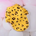 Cute yellow pet hoodie with leopard print and ribbed cuffs for small dogs and cats - Leopard Print
