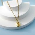 Minimalist golden bubble letter B pendant necklace with delicate bead chain design - Letter B(B)