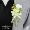 White calla lily and green orchid boutonniere with pearls for wedding suits - White