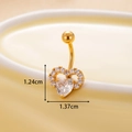 Golden belly button ring with micro-pave zircons and central heart-shaped stone - Heart Style (2#) / Gold
