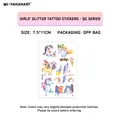 Glitter temporary tattoo for kids featuring unicorns and rainbows in 7.5x11cm size - Unicorn & Rainbow Dessert Style (QC-010)