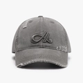 Distressed dark grey baseball cap featuring 3D letter A embroidery and worn-out details - Adjustable / Gray