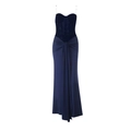 Elegant navy blue sequin evening dress with a corset bodice and side knot detail - Navy Blue
