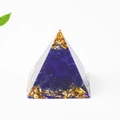 3cm Orgone pyramid with blue crystal sphere and gold flakes in resin stone ornament - 3cm / Blue Glass