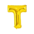 Golden letter T foil balloon with metallic luster for birthday party decorations - 32' Gold Chubby Letter Aluminum Foil Balloon (t)