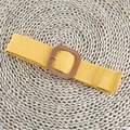 Bright yellow woven straw belt for women featuring a wood-textured square buckle - Square Buckle Yellow