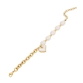 Goldenes Edelstahl-Perlenarmband mit Herzanhänger und barocken weißen Perlen - Herz Anhänger Stil(5#)