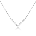 Elegante collana con ciondolo a V in argento sterling 925 con pavé di zirconi cubici - Argento 925 / Oro Bianco-Zirconia