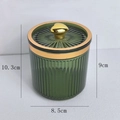 Green glass storage jar with gold heart handle and ribbed texture dimensions - Heart Handle / Light Green