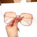 Oversized square sunglasses with gradient pink lenses and transparent pink frames - Pink Frame Gradient Pink Lens