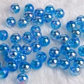 Polished transparent blue acrylic round beads with colorful luster for jewelry DIY - Transparent Dark Blue AB
