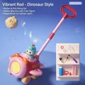 Blue dinosaur bubble lawn mower walker toy with automatic music and glowing light effects - Red Space Dino Walker [Rechargeable] Lights Music