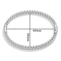 Silver bead titanium steel bracelet with 60mm and 48mm inner diameter dimensions - Round Bead Style / Steel