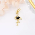 Exquisite 18k gold-plated flamingo pendant with black enamel inlay for DIY jewelry design - Black