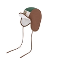 Gorro de aviador de invierno con forro polar y orejeras en verde y marrón - café