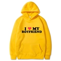 Yellow 'I Love My Boyfriend' hoodie sweatshirt featuring a cozy drawstring hood - S / Top (I Love My Boyfriend) / Yellow