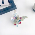 Colorful butterfly hair claw clip with iridescent marble pattern in acetate finish - 5.5cm / Light Cyan