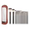 13-teiliges braunes Make-up-Pinsel-Set mit weichen Borsten und roter Kunstledertasche - 13-tlg. Kaffee-Set Mit Brauner Dreieckstasche
