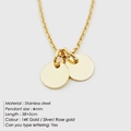 6mm round pendant stainless steel necklace in 14K gold, silver and rose gold finishes - Double Disc Style (YX30641) / Gold