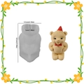 DIY bear silicone mold with 8.5cm height for Christmas hat bear plaster ornaments - Cross-legged Bear