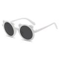Cute white bear ear frames children sunglasses with dark round lenses for boys and girls - White Frame Gray Lens