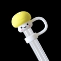 Cute yellow mushroom straw cover cap in food-grade PVC for Stanley tumblers - Mushroom-Yellow / 10mm