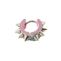 Rainbow plated stainless steel punk hoop earring with conical spikes for men - 8-Spike Ear Hoop / Colorful