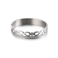 Silver stainless steel infinity bracelet with shell inlays and pavé crystal edges - Steel Color Infinity Mother of Pearl Style (KB119193-KFC)