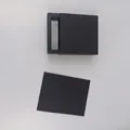 Matte black floating film jewelry display box with pull-out card sleeve and inner tray - 7x7x2cm / Black Cardboard + Black Suspension Box