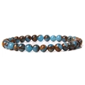 6mm natural stone barrel bead bracelet in blue-green and brown textured phoenix stone - Blue Green Brown Spotted Stone