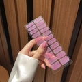 Translucent pink glitter gel nail stickers set SS-077 shown on fingernails - Translucent Pink Glitter Style (SS-077)
