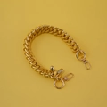 Short yellow woven rope bag strap with gold metal lobster clasps and knot detail - Improved Version / Gold