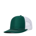 Dark green and white trucker hat with breathable mesh back and curved brim detail - Adjustable / Dark Green + White Mesh
