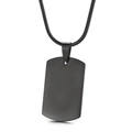 Minimalist black stainless steel dog tag pendant necklace with sleek snake chain for men - With Chain / Black