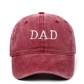 Casquette de baseball en coton rouge délavé vintage avec broderie DAD blanche sur le devant - Réglable / Bordeaux