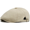Classic beige cotton newsboy octagonal hat with adjustable bronze metal buckle - Adjustable / Off White