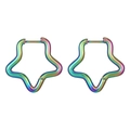 Orecchini a cerchio a forma di stella in acciaio inox con sfumatura arcobaleno - Colorato