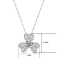 Clover pendant necklace in 925 sterling silver with sparkling moissanite stones - 40cm+5cm / Trifolium Flower Style (P11453)
