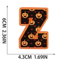Detailed view of Halloween letter Z embroidery patch with pumpkin design and measurements - Letter Z