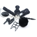 Black marble neoprene keychain set with wristlet, bottle holder and safety tools - Black Marble Pattern